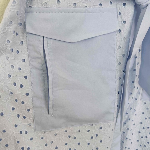 CeCe Cynthia Steffe Size 6 Shirt Dress Eyelet Sleeveless Collar Belted Pockets - Picture 10 of 14